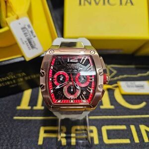 Invicta Racing Men's Model 48471 Chronograph Watch Gold Red White Silicone Band